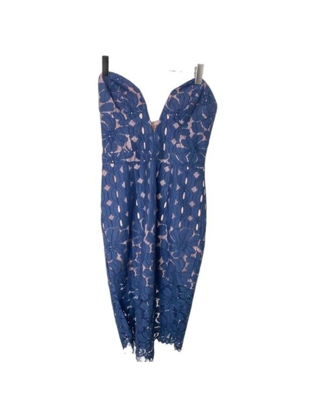 Stylestalker Cassia Strapless Lace Midi Dress Nightfall Navy Blue - Picture 6 of 6
